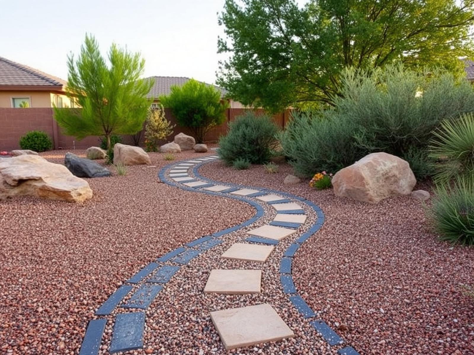 Decomposed granite path banded in pavers